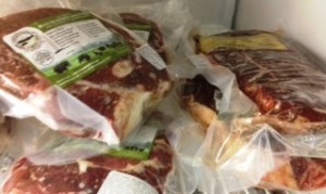 Cuts of beef in our freezer.